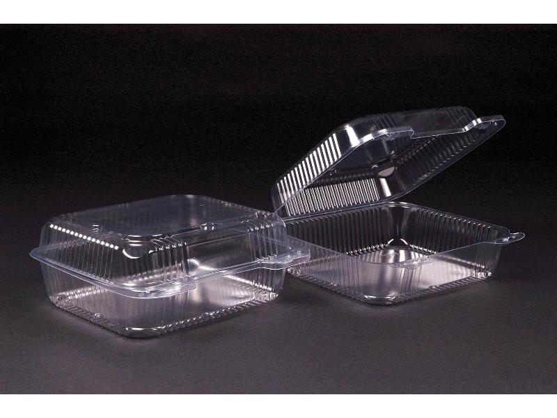 Durable Packaging Plastic Clear Hinged Containers 6 x 6 28 oz Clear 500/Carton